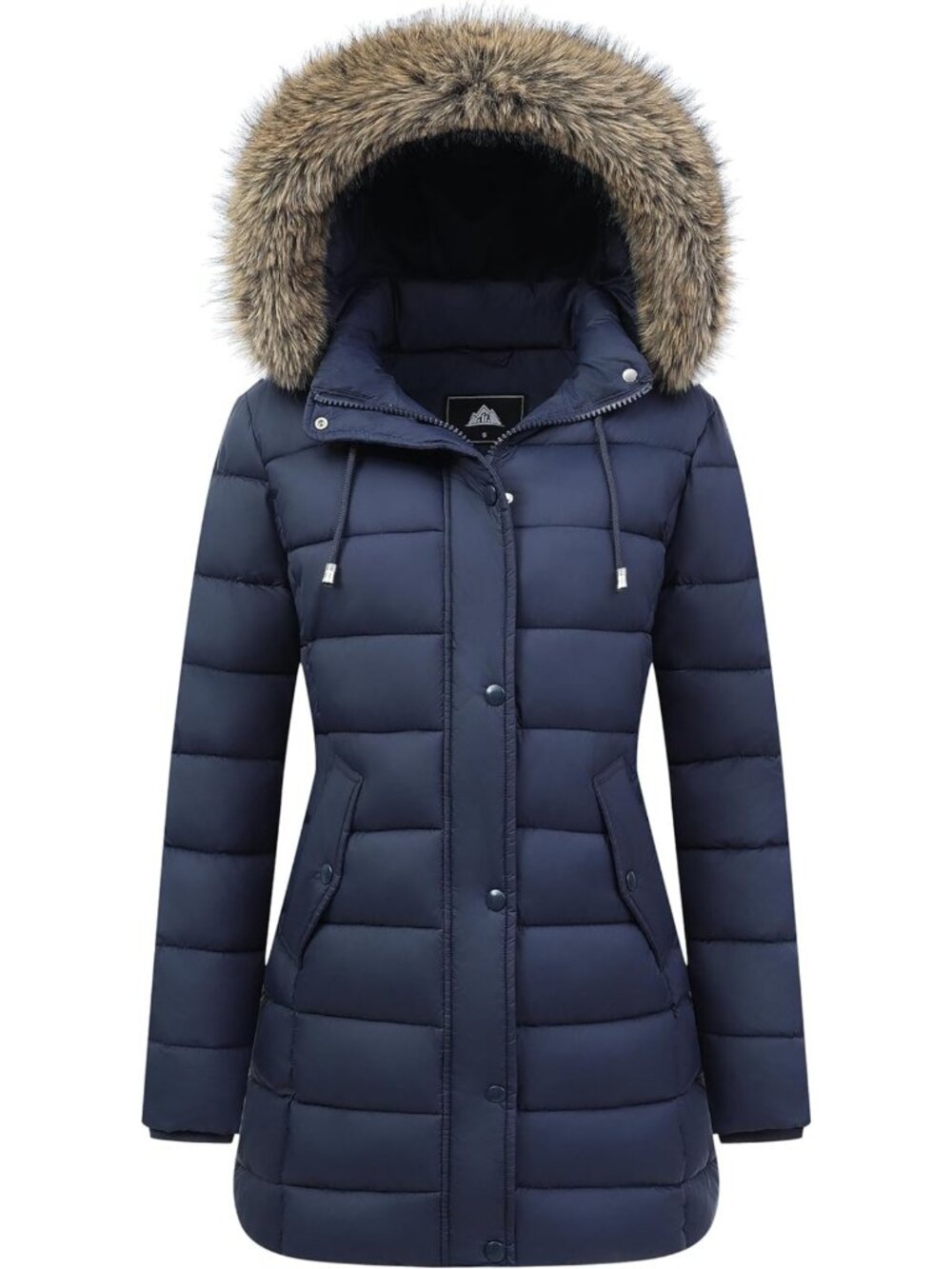 Cozy Women's Waterproof Long Puffer Coat with Removable Faux Fur Hood - Winter